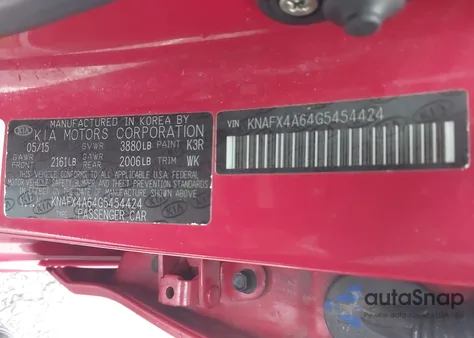 2016 Kia Forte Lx из США, поврежденный, VIN KNAFX4A64G5454424